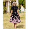 image:imageZeagoo Womens Summer Casual Dresses Short Sleeve Midi Warp VNeck Floral Dress with Pockets Tiered Flowy A Line SundressBlack Pink Floral