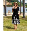 image:imageZeagoo Womens Summer Casual Dresses Short Sleeve Midi Warp VNeck Floral Dress with Pockets Tiered Flowy A Line SundressBlack White Floral