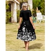 image:imageZeagoo Womens Summer Casual Dresses Short Sleeve Midi Warp VNeck Floral Dress with Pockets Tiered Flowy A Line SundressBlack White Floral