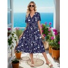 image:imageZeagoo Womens Summer Casual Dresses Short Sleeve Midi Warp VNeck Floral Dress with Pockets Tiered Flowy A Line SundressBlue Floral
