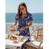 image:imageZeagoo Womens Summer Casual Dresses Short Sleeve Midi Warp VNeck Floral Dress with Pockets Tiered Flowy A Line SundressBlue Floral