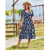 image:imageZeagoo Womens Summer Casual Dresses Short Sleeve Midi Warp VNeck Floral Dress with Pockets Tiered Flowy A Line SundressBlue White Floral