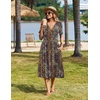 image:imageZeagoo Womens Summer Casual Dresses Short Sleeve Midi Warp VNeck Floral Dress with Pockets Tiered Flowy A Line SundressBohemian Orange