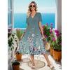 image:imageZeagoo Womens Summer Casual Dresses Short Sleeve Midi Warp VNeck Floral Dress with Pockets Tiered Flowy A Line SundressGreen Floral