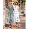 image:imageZeagoo Womens Summer Casual Dresses Short Sleeve Midi Warp VNeck Floral Dress with Pockets Tiered Flowy A Line SundressGreen Floral