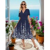 image:imageZeagoo Womens Summer Casual Dresses Short Sleeve Midi Warp VNeck Floral Dress with Pockets Tiered Flowy A Line SundressNavy Blue Floral