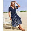 image:imageZeagoo Womens Summer Casual Dresses Short Sleeve Midi Warp VNeck Floral Dress with Pockets Tiered Flowy A Line SundressNavy Blue Floral