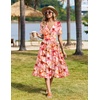 image:imageZeagoo Womens Summer Casual Dresses Short Sleeve Midi Warp VNeck Floral Dress with Pockets Tiered Flowy A Line SundressPink Floral