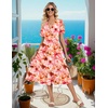 image:imageZeagoo Womens Summer Casual Dresses Short Sleeve Midi Warp VNeck Floral Dress with Pockets Tiered Flowy A Line SundressPink Floral