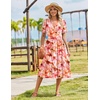 image:imageZeagoo Womens Summer Casual Dresses Short Sleeve Midi Warp VNeck Floral Dress with Pockets Tiered Flowy A Line SundressPink Floral