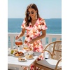 image:imageZeagoo Womens Summer Casual Dresses Short Sleeve Midi Warp VNeck Floral Dress with Pockets Tiered Flowy A Line SundressPink Floral