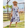 image:imageZeagoo Womens Summer Casual Dresses Short Sleeve Midi Warp VNeck Floral Dress with Pockets Tiered Flowy A Line SundressPurple Floral