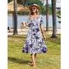 image:imageZeagoo Womens Summer Casual Dresses Short Sleeve Midi Warp VNeck Floral Dress with Pockets Tiered Flowy A Line SundressPurple Floral