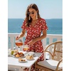 image:imageZeagoo Womens Summer Casual Dresses Short Sleeve Midi Warp VNeck Floral Dress with Pockets Tiered Flowy A Line SundressRed Floral