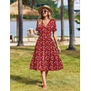 image:imageZeagoo Womens Summer Casual Dresses Short Sleeve Midi Warp VNeck Floral Dress with Pockets Tiered Flowy A Line SundressRed Floral