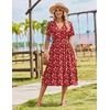image:imageZeagoo Womens Summer Casual Dresses Short Sleeve Midi Warp VNeck Floral Dress with Pockets Tiered Flowy A Line SundressRed Floral