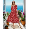 image:imageZeagoo Womens Summer Casual Dresses Short Sleeve Midi Warp VNeck Floral Dress with Pockets Tiered Flowy A Line SundressRed Floral