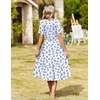 image:imageZeagoo Womens Summer Casual Dresses Short Sleeve Midi Warp VNeck Floral Dress with Pockets Tiered Flowy A Line SundressWhite Blue Floral