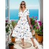 image:imageZeagoo Womens Summer Casual Dresses Short Sleeve Midi Warp VNeck Floral Dress with Pockets Tiered Flowy A Line SundressWhite Floral
