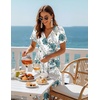 image:imageZeagoo Womens Summer Casual Dresses Short Sleeve Midi Warp VNeck Floral Dress with Pockets Tiered Flowy A Line SundressWhite Green Leaf