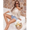 image:imageZeagoo Womens Summer Tops Crochet Sweaters Resort Wear 34 Sleeve Hollow Out Knit Tops 2026 Beach CoverupBeige