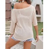 image:imageZeagoo Womens Summer Tops Crochet Sweaters Resort Wear 34 Sleeve Hollow Out Knit Tops 2026 Beach CoverupBeige