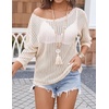 image:imageZeagoo Womens Summer Tops Crochet Sweaters Resort Wear 34 Sleeve Hollow Out Knit Tops 2026 Beach CoverupBeige