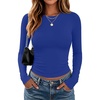 image:imageZeagoo Women Long Sleeve Shirts Fitted Going Out Tops Crop Basic Tee Casual Work Clothes Trendy Fall Outfits XSXLRoyal Blue