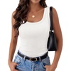 image:imageZeagoo Womens Square Neck Ribbed Tank Tops 2026 Summer Casual Slim Fit Basic Sleeveless Shirts Cute Going Out Top01 White