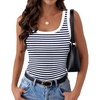 image:imageZeagoo Womens Square Neck Ribbed Tank Tops 2026 Summer Casual Slim Fit Basic Sleeveless Shirts Cute Going Out TopE  Stripe Navy White