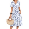 White Blue Floral