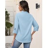 image:imageZeagoo Button Down Shirts for Women 34 Sleeve Tops V Neck Collared Blouses Business Casual OutfitsLight Blue