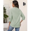 image:imageZeagoo Button Down Shirts for Women 34 Sleeve Tops V Neck Collared Blouses Business Casual OutfitsLight Green