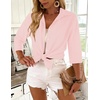 image:imageZeagoo Button Down Shirts for Women 34 Sleeve Tops V Neck Collared Blouses Business Casual OutfitsPink