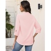 image:imageZeagoo Button Down Shirts for Women 34 Sleeve Tops V Neck Collared Blouses Business Casual OutfitsPink