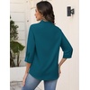 image:imageZeagoo Button Down Shirts for Women 34 Sleeve Tops V Neck Collared Blouses Business Casual OutfitsTeal Blue
