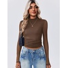 image:imageZeagoo Womens Floral Mesh Long Sleeve Tops See Through Going Out Blouses Mock Neck Sheer Party Outfits Shirts SXXLBrown