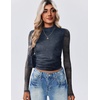 image:imageZeagoo Womens Floral Mesh Long Sleeve Tops See Through Going Out Blouses Mock Neck Sheer Party Outfits Shirts SXXLCx281