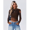 image:imageZeagoo Womens Floral Mesh Long Sleeve Tops See Through Going Out Blouses Mock Neck Sheer Party Outfits Shirts SXXLCx292