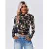 image:imageZeagoo Womens Floral Mesh Long Sleeve Tops See Through Going Out Blouses Mock Neck Sheer Party Outfits Shirts SXXLDh882