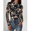 image:imageZeagoo Womens Floral Mesh Long Sleeve Tops See Through Going Out Blouses Mock Neck Sheer Party Outfits Shirts SXXLDh882