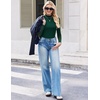 image:imageZeagoo Womens Floral Mesh Long Sleeve Tops See Through Going Out Blouses Mock Neck Sheer Party Outfits Shirts SXXLGreen