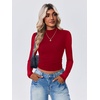 image:imageZeagoo Womens Floral Mesh Long Sleeve Tops See Through Going Out Blouses Mock Neck Sheer Party Outfits Shirts SXXLRed