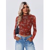 image:imageZeagoo Womens Floral Mesh Long Sleeve Tops See Through Going Out Blouses Mock Neck Sheer Party Outfits Shirts SXXLSf328