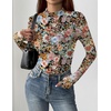 image:imageZeagoo Womens Floral Mesh Long Sleeve Tops See Through Going Out Blouses Mock Neck Sheer Party Outfits Shirts SXXLWf66