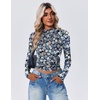 image:imageZeagoo Womens Floral Mesh Long Sleeve Tops See Through Going Out Blouses Mock Neck Sheer Party Outfits Shirts SXXLWf81