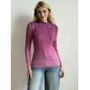 image:imageZeagoo Womens Floral Mesh Long Sleeve Tops See Through Going Out Blouses Mock Neck Sheer Party Outfits Shirts SXXLXh370