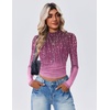 image:imageZeagoo Womens Floral Mesh Long Sleeve Tops See Through Going Out Blouses Mock Neck Sheer Party Outfits Shirts SXXLXh370