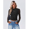 image:imageZeagoo Womens Floral Mesh Long Sleeve Tops See Through Going Out Blouses Mock Neck Sheer Party Outfits Shirts SXXLZw781
