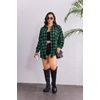 image:imageZeagoo Womens Plus Size Flannel Shirts Plaid Shirts Long Sleeves Casual Button Down Collared Shacket TopsCgreen